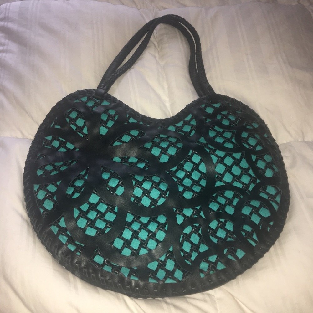 Hadley Pollet black turquoise peekaboo purse!